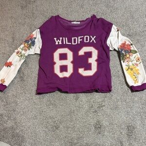 Wildfox Purple Long Sleeve sweatshirt with Floral Design
